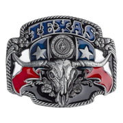 Wide Western Leather Belt with Texas Longhorn Buckle