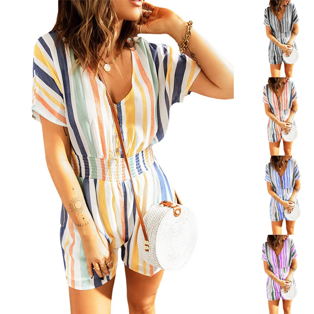 Women's Striped V-Neck Bodysuit