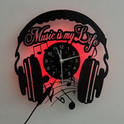 Unique Music Design Vinyl Record LED Wall Clock Handmade Exclusive Clock Home Wall Clock Wall Art Decor - for Living Room, Bedroom, Office, Music Room- Original Gift for Music Teacher Birthday, Mothers Day, Spring Season, Graduation, Christmas