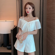 Elegant White Small Jumpsuit with Ruffled One-Shoulder Detail