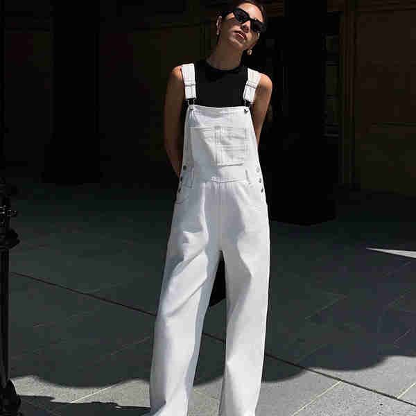 Loose Straight Jumpsuit for Women - Wide Leg Pants