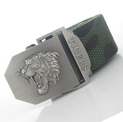 Casual Canvas Belt with Tiger Head Buckle