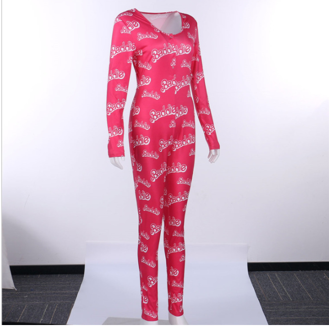 Printed Slim Sexy Long-sleeved One-piece Pajamas
