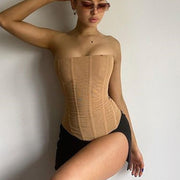 Summer Mesh Crop Corset Tank Top for Women