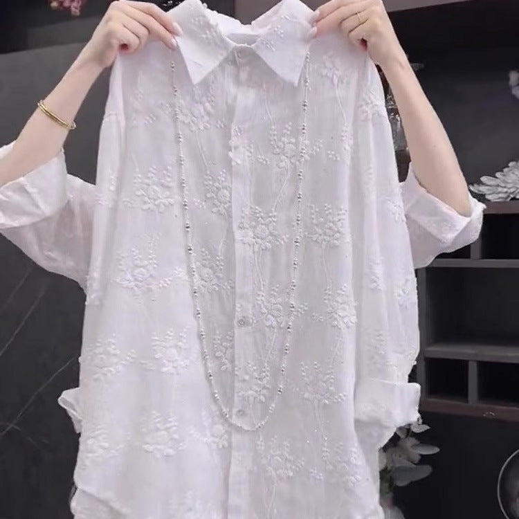 Embroidered Sun-protective Shirt, Stylish And Elegant Top