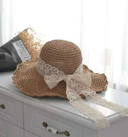 Stay Chic with Khaki Lace Straw Sun Hat