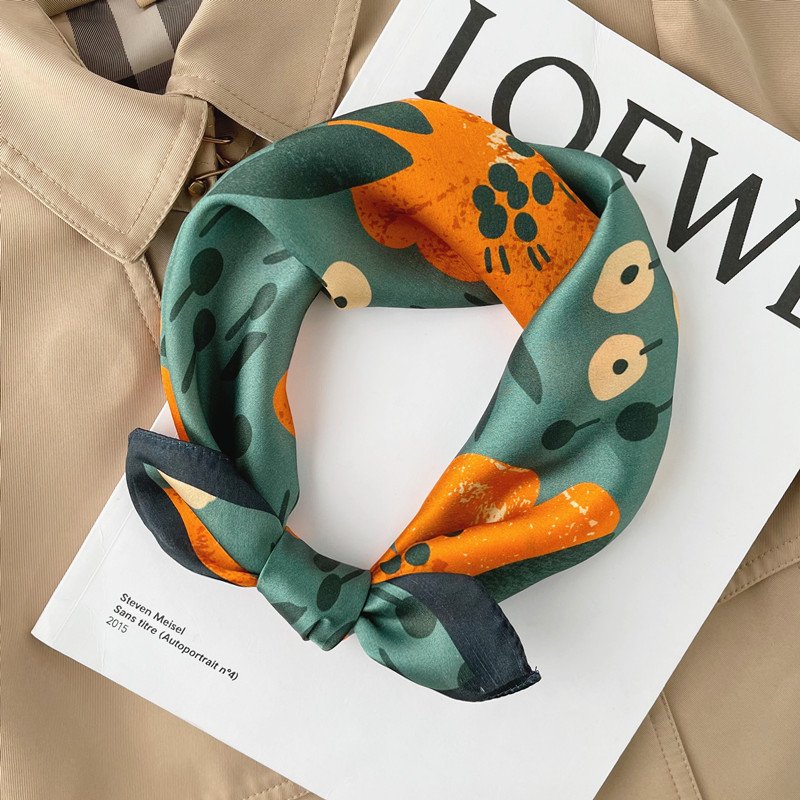 Add Floral Chic to Your Outfit with Our Small Square Silk Scarf