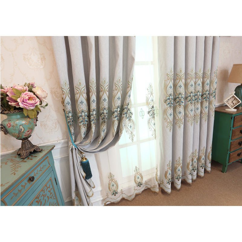 Slub Cotton Embroidery Curtain Fabric