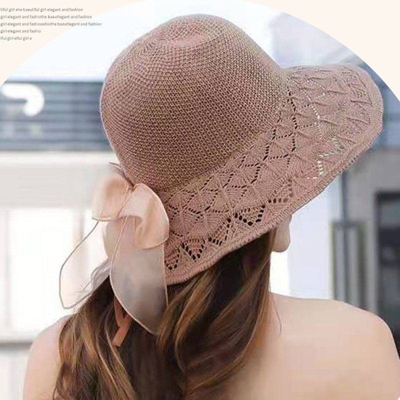 Wide Brim Crochet Straw Hat for Women