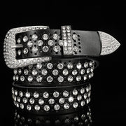 Diamond Accent Leather Belt