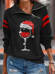 Women's Printed Plaid Zip Sweatshirt