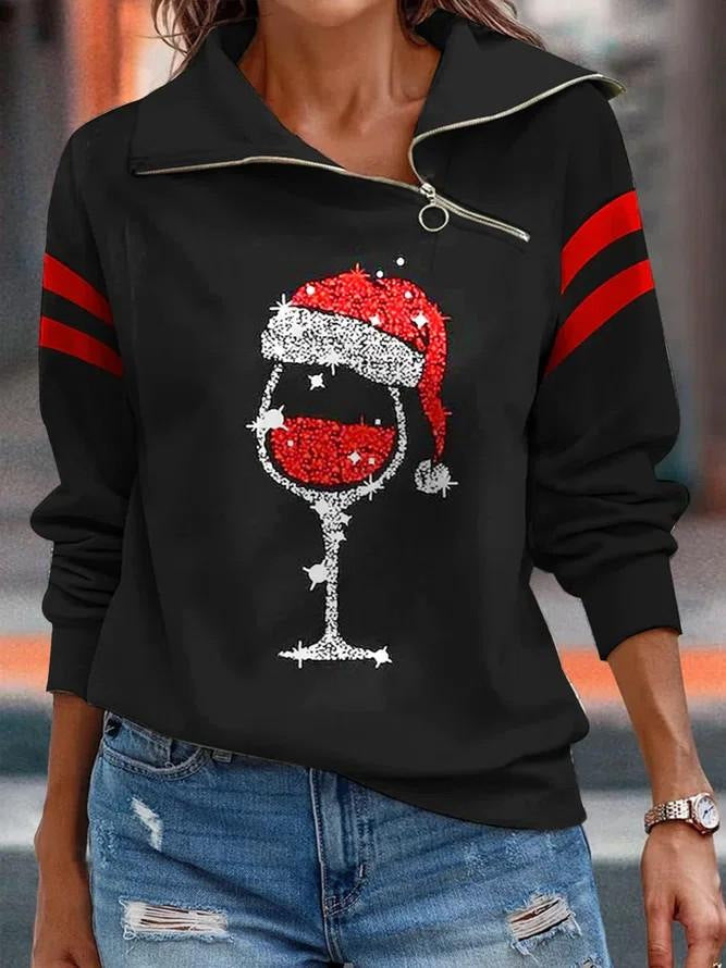 Women's Printed Plaid Zip Sweatshirt