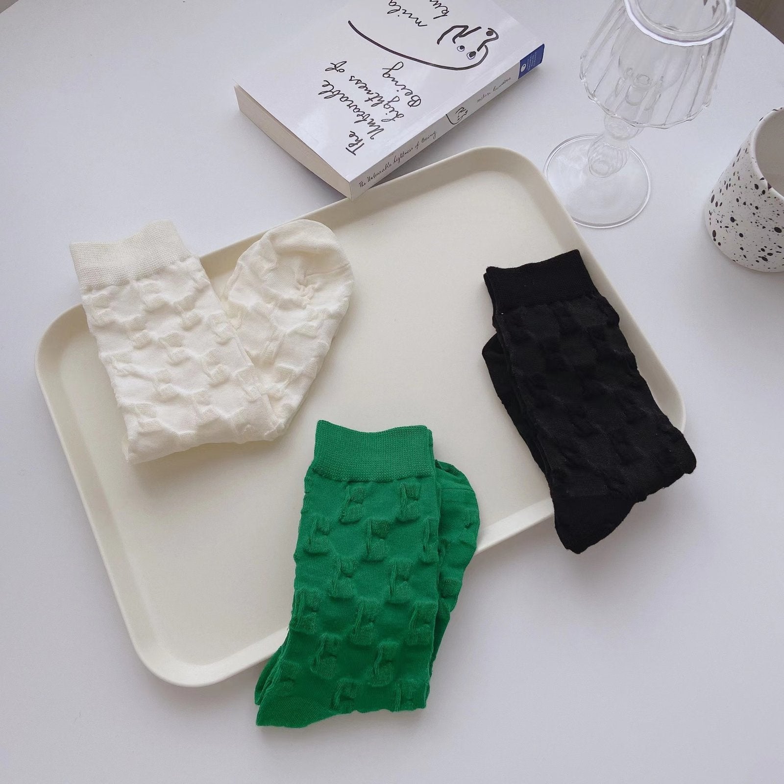 Soft White Pile Socks for Women - Breathable & Comfortable
