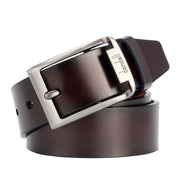 Classic Leather Men's Belt with Antique Pin Buckle