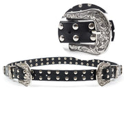 Gold or Silver Double-headed Corset Buckle with Faux Leather Belt