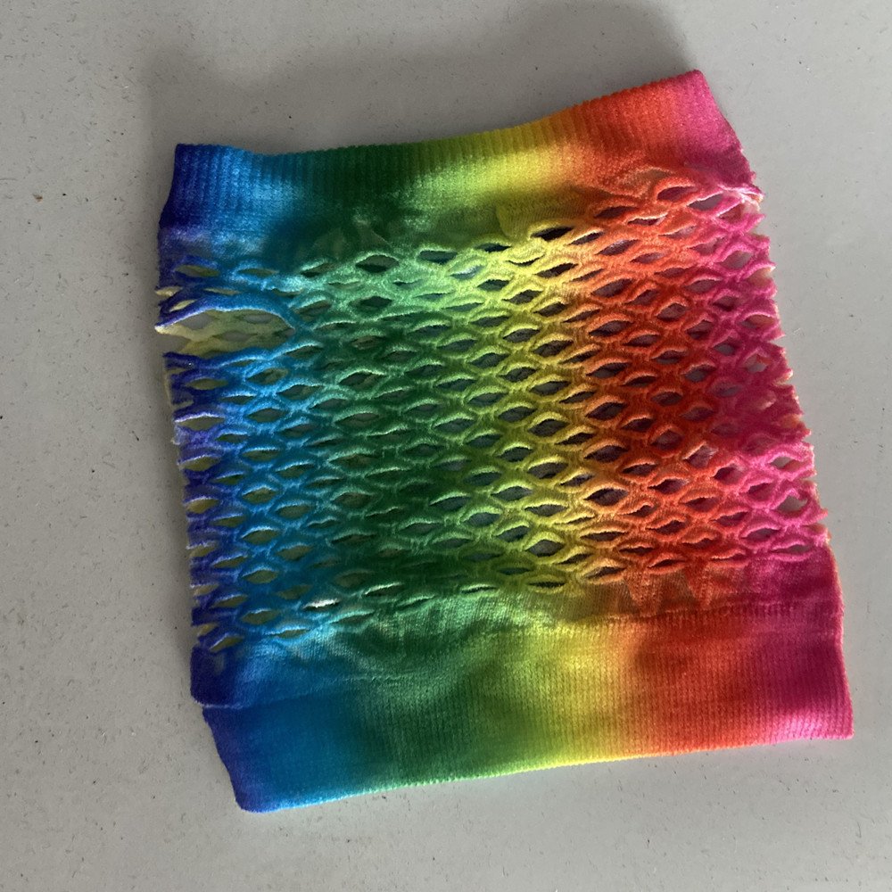Glamorous Party Mittens with Rainbow Fishnets