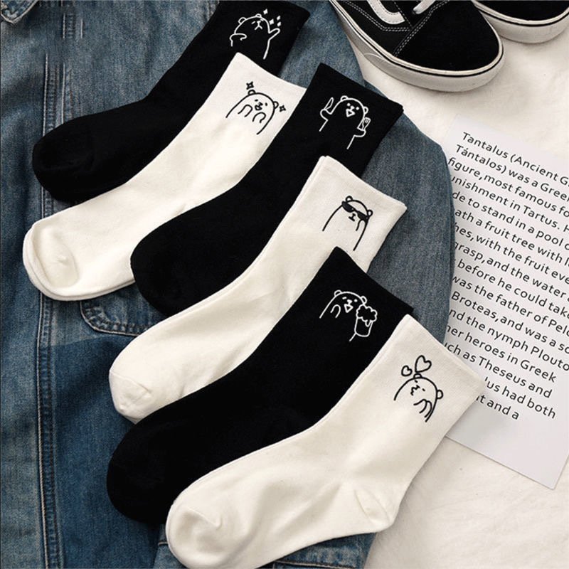 Cute Cartoon Bear Socks for Women