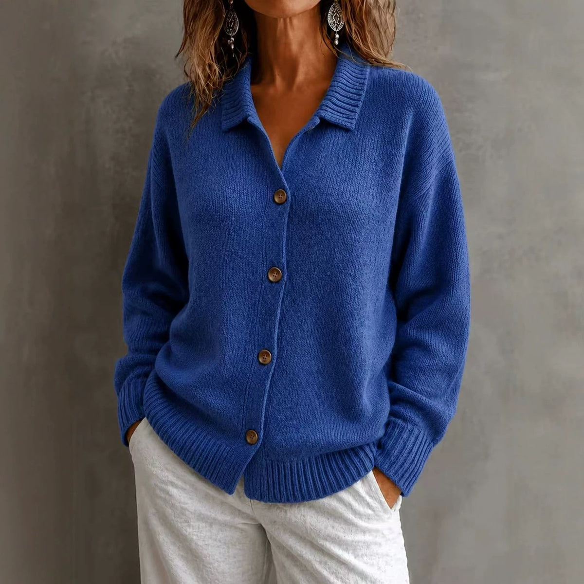 Single-breasted Long-sleeve Sweater Jacket