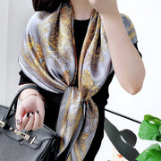 Large Silk Square Scarf for Women, Elegant Animal Print
