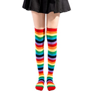 Rainbow Striped Over Knee Socks for Women