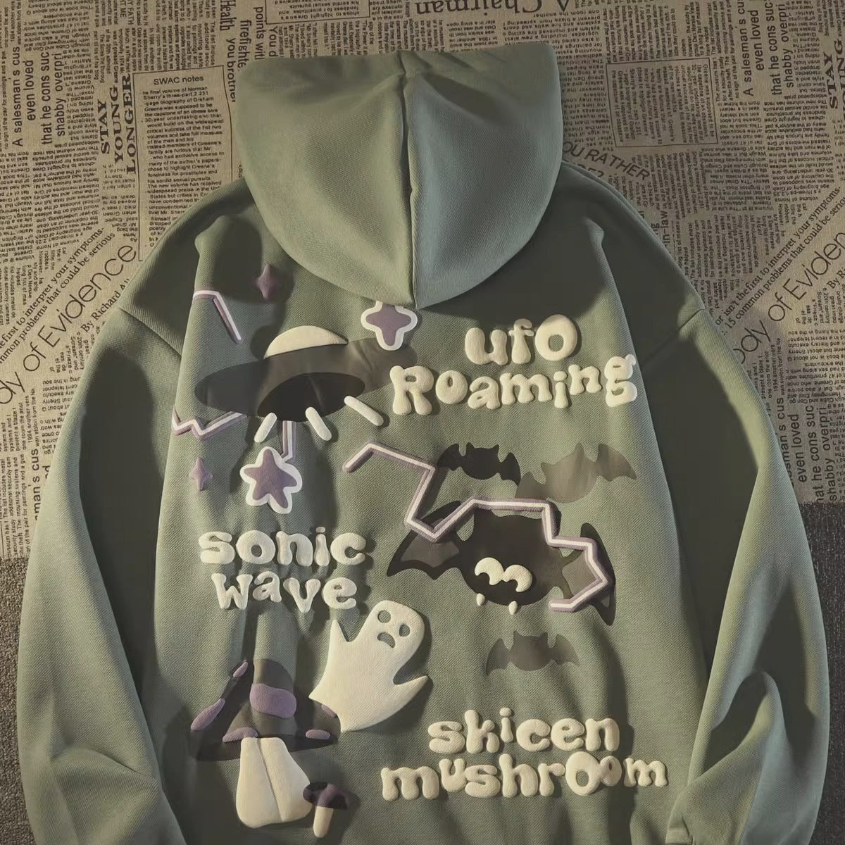 Retro Bat Ghost Oversized Hoodie