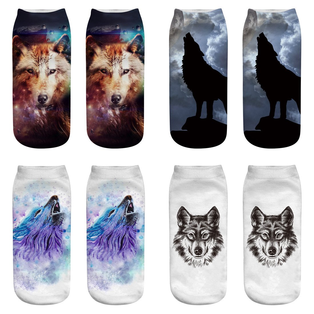 Wolf Head 3D Printing Socks for Women