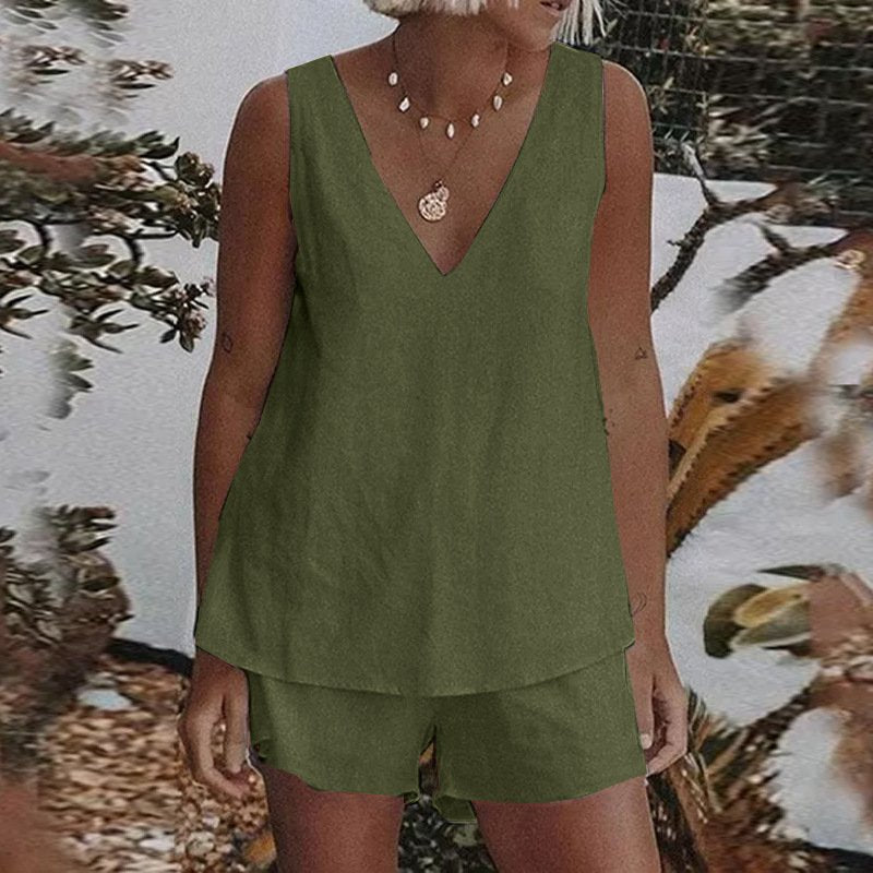 Summer Two-piece Plus Size Casual Suit Shorts