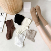 Soft Beige & Coffee Tone Japanese Socks for Women