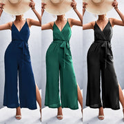 V-Neck Strap Split Jumpsuit for Women
