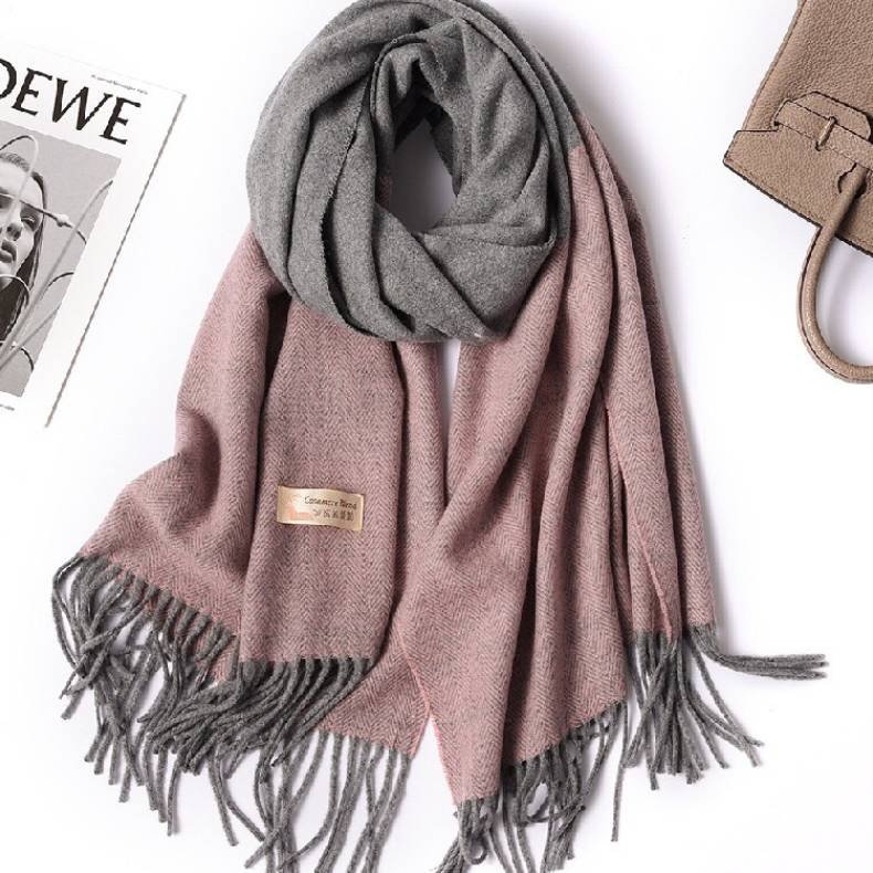 Warm Herringbone Wool Scarf for Men & Women