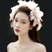 Elegant Silk Yarn Flower Headdress for Bride