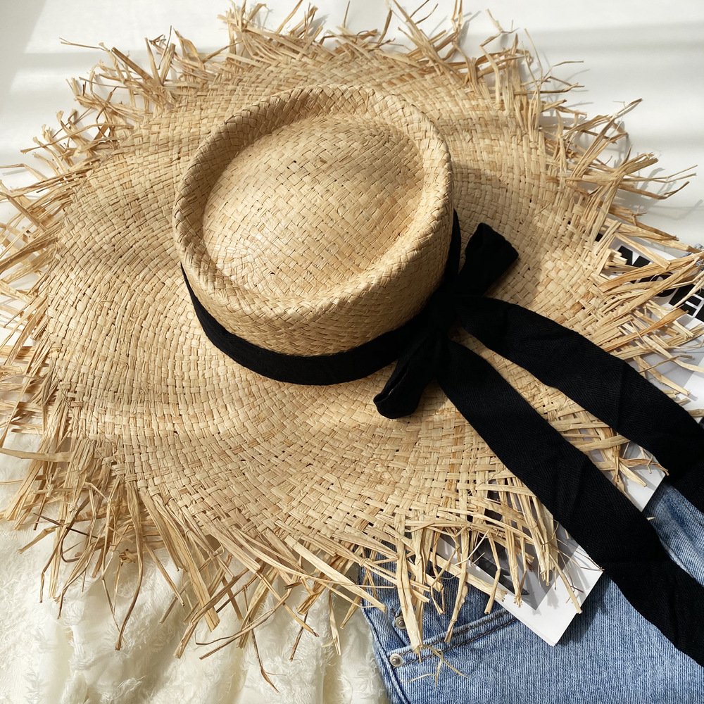 Summer Big Brim Hat for Women - Handmade Raffia Straw