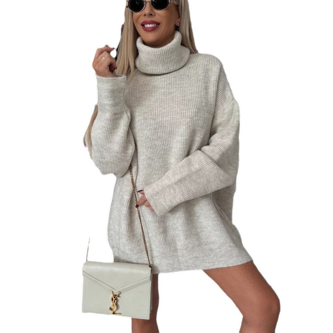 Women's Turtleneck Long Sleeve Knitted Long Sweater