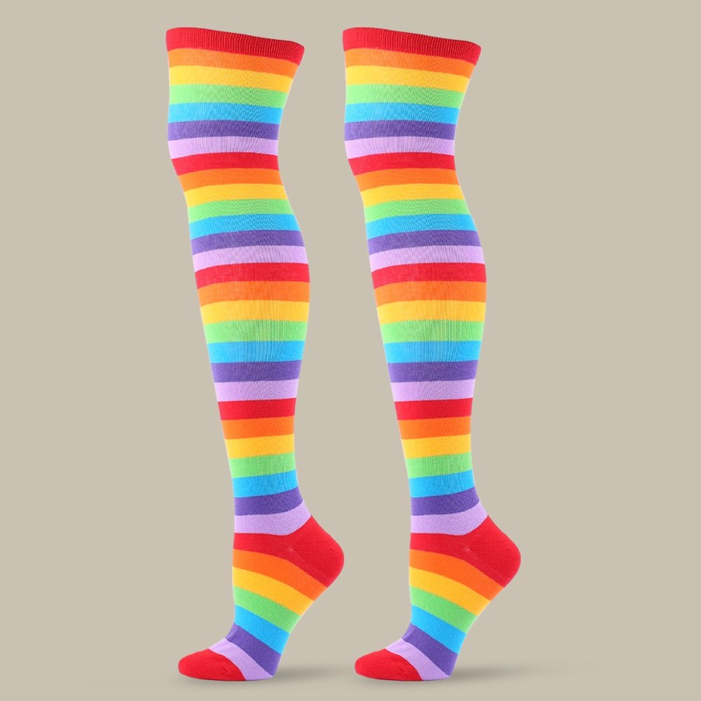 Colorful Striped Over-the-Knee Socks for Women