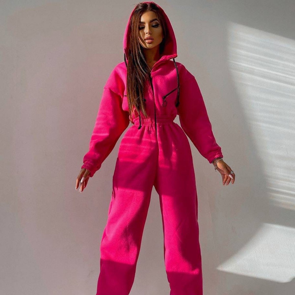Casual Women's Hooded Jumpsuit One-Piece Suit