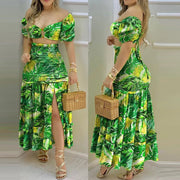 Women's Printed Skirt Set, 2-Piece Temperament Outfit