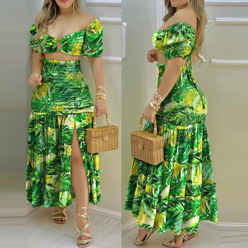 Women's Printed Skirt Set, 2-Piece Temperament Outfit