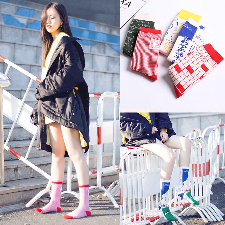 Breathable Spring Summer Plaid Socks for Women