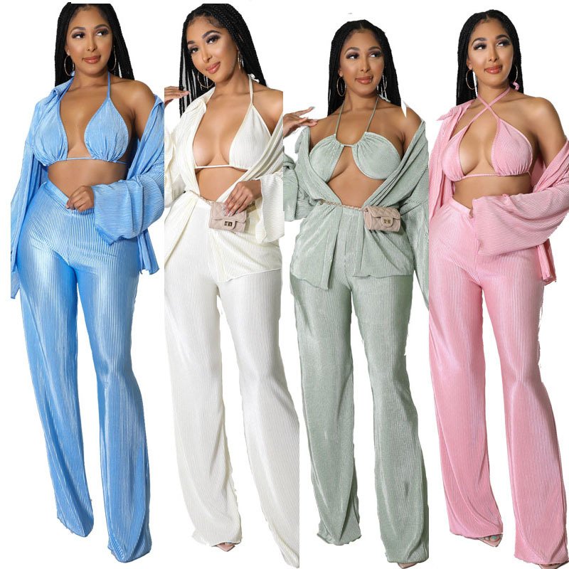 Women's Commute Jumpsuit Set - 3-Piece Long Sleeve Solid Color