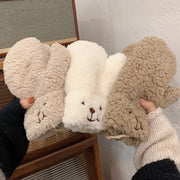 Warm Cartoon Bear Plush Gloves for Women