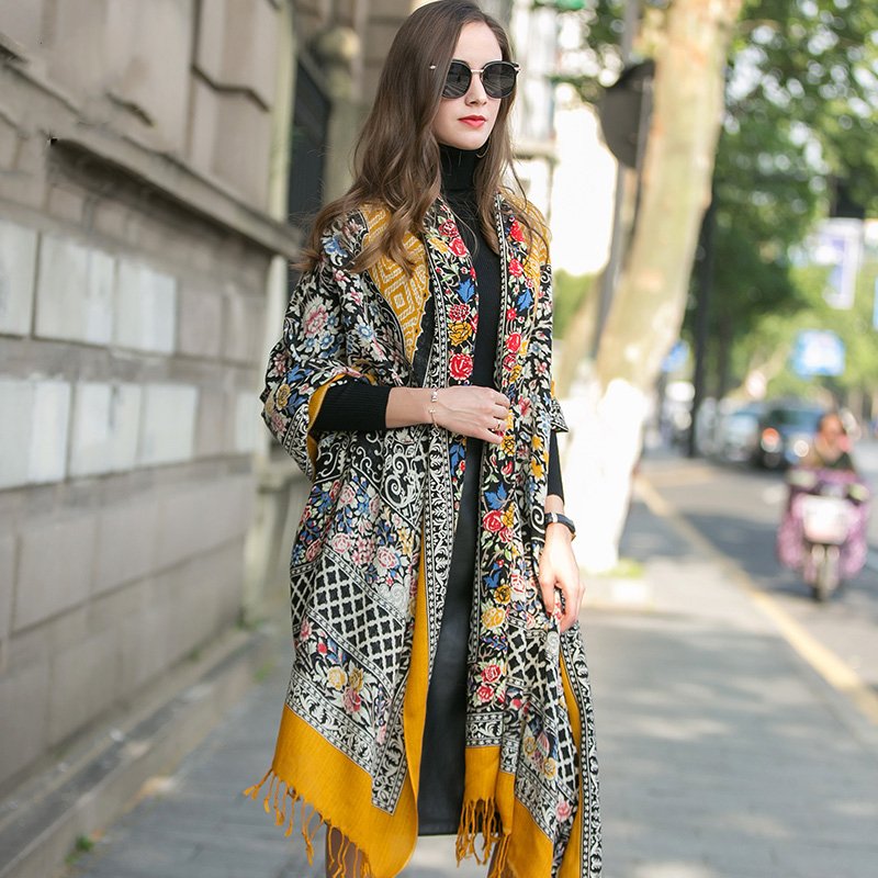 Warm Yellow Plaid Cashmere Scarf