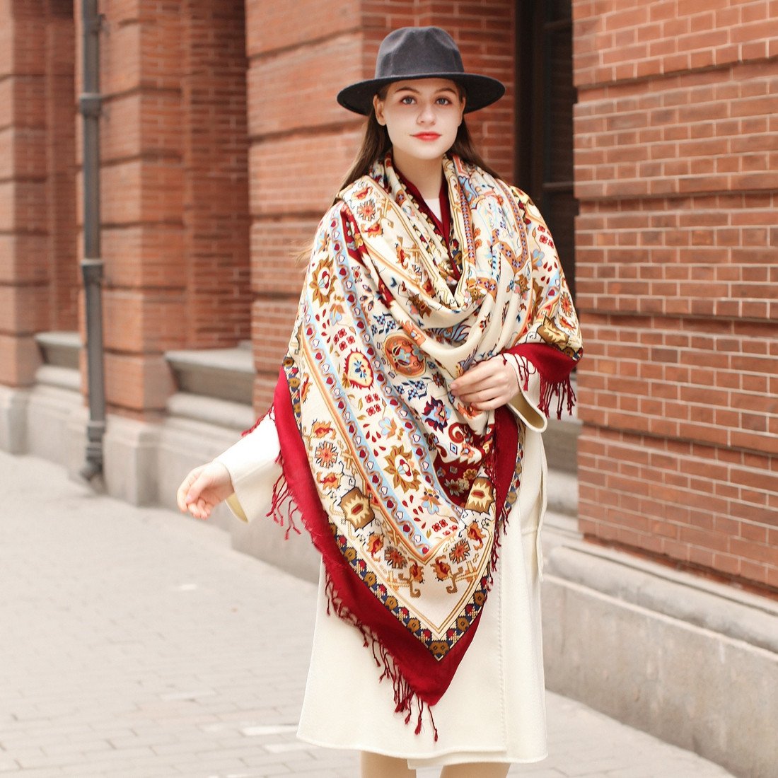 Oversized Long Wool Shawl for Women