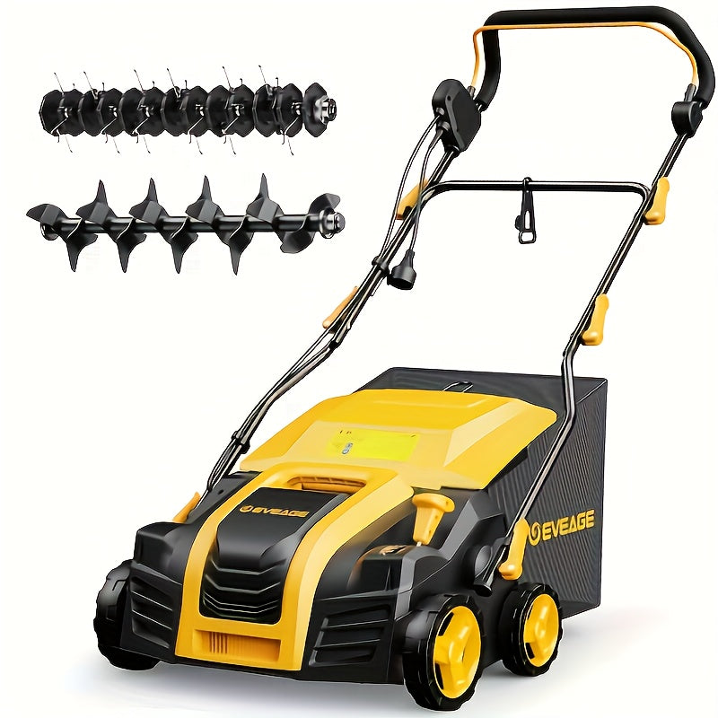 16‑Inch 15 Amp Electric Lawn Dethatcher and Scarifier – 5 Depth Settings, 14.5 Gal Collection Bag – Model EDS16S