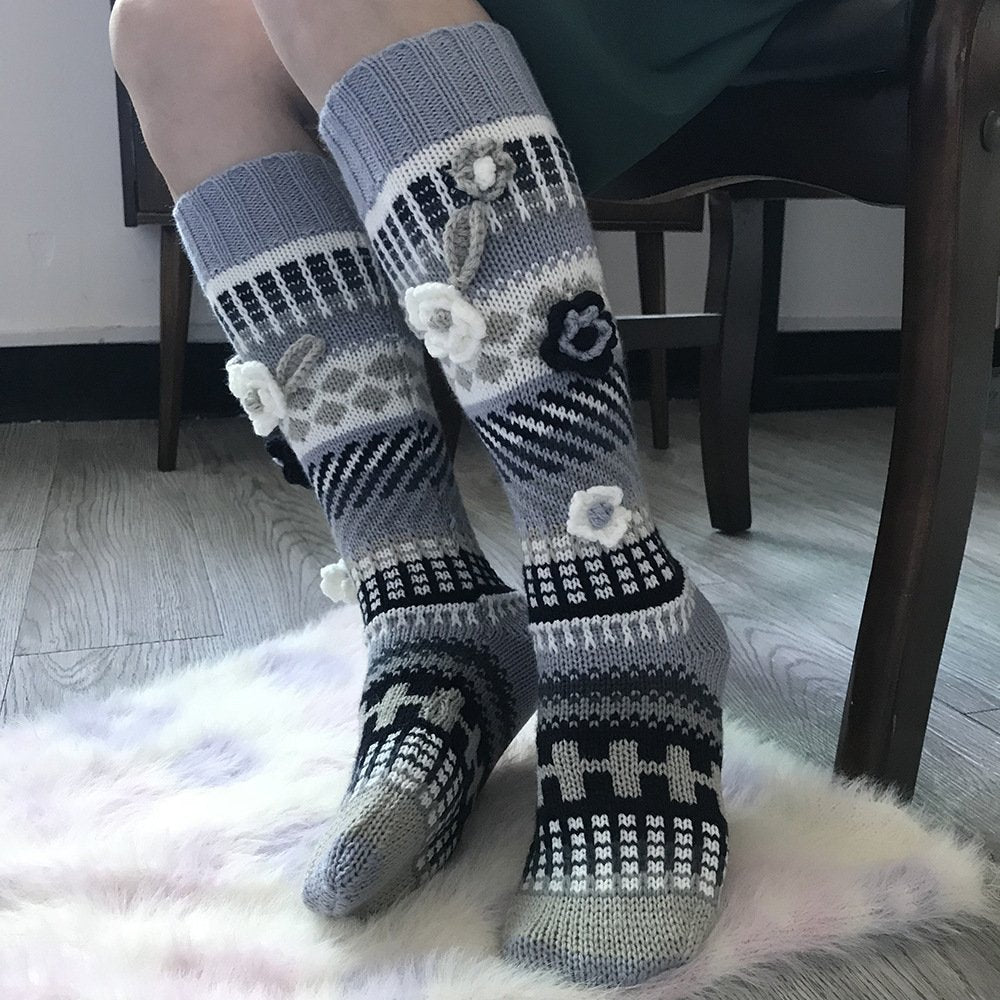 Retro Jacquard Long Ladies Floor Socks