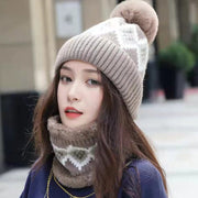 Women's Wool Scarf & Knitted Hat Set - Versatile Winter Accessory