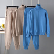 Autumn Winter Women's Sweater Sets - Long Sleeve Turtleneck Tops & Harem Pants
