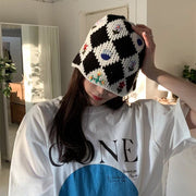 Floral Wool Knit Fisherman Hat for Women