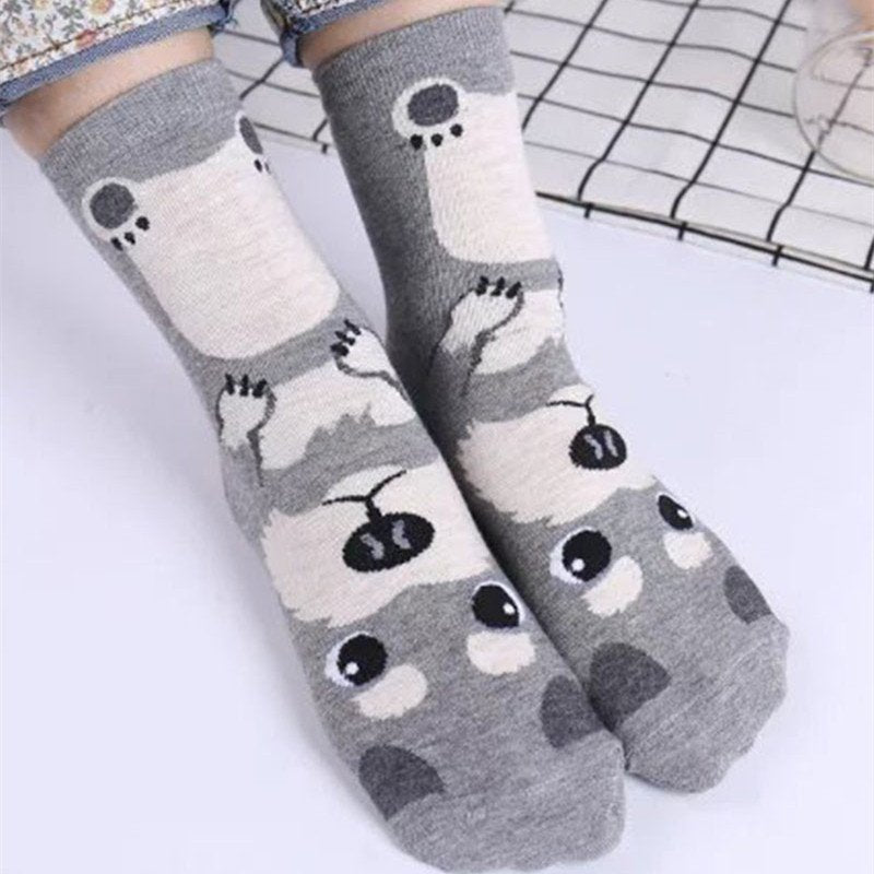 Fun Cartoon Animal Socks for Women