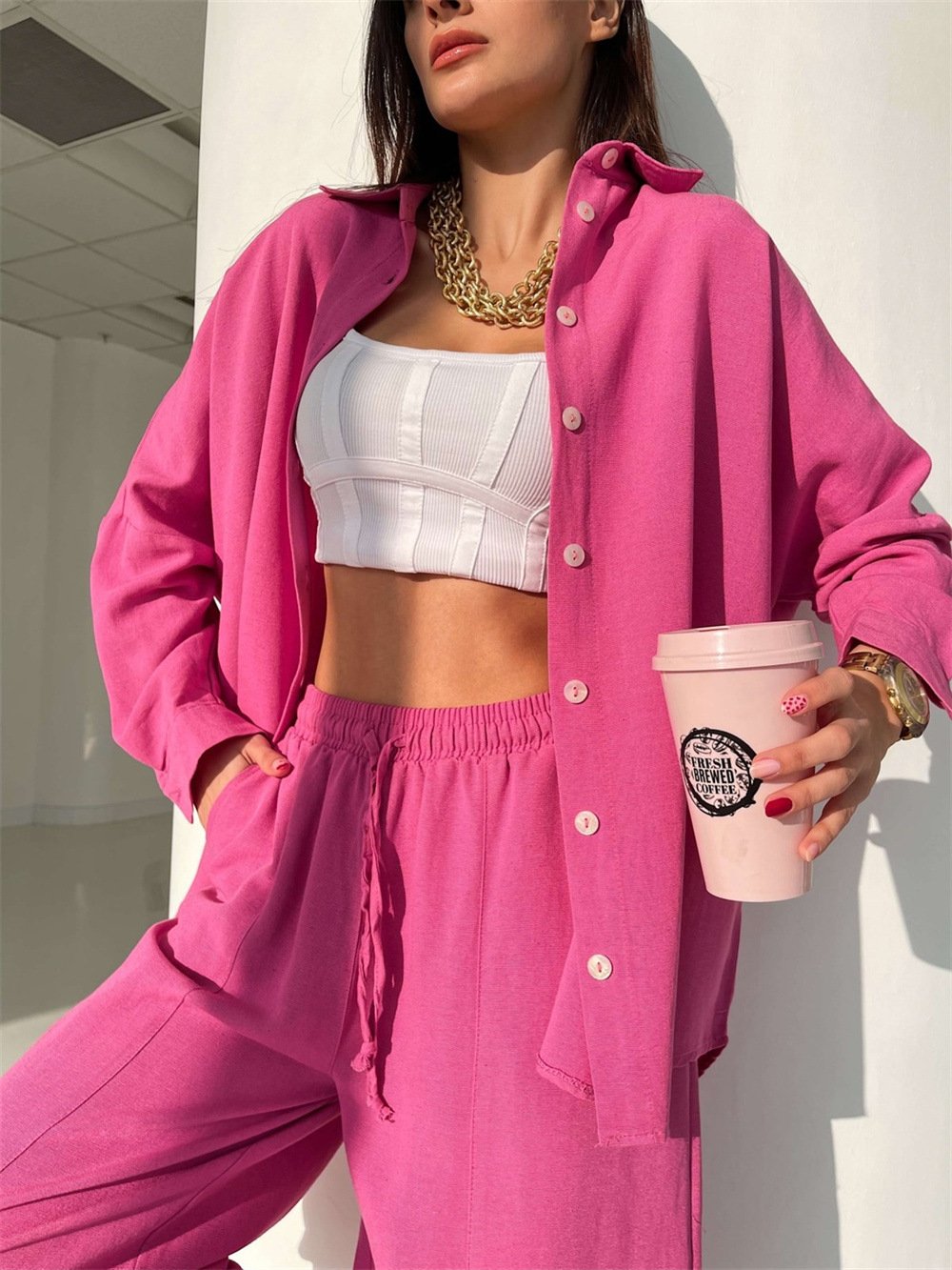 Casual Solid Color 2-piece Set for Women