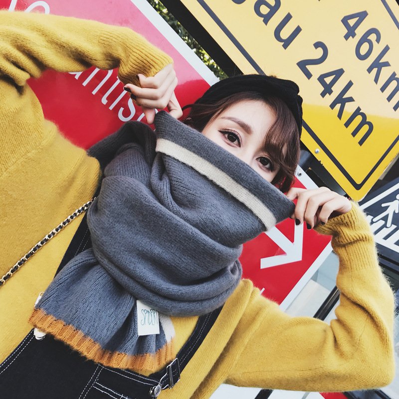 Cozy Japanese-Style Knitted Wool Scarf